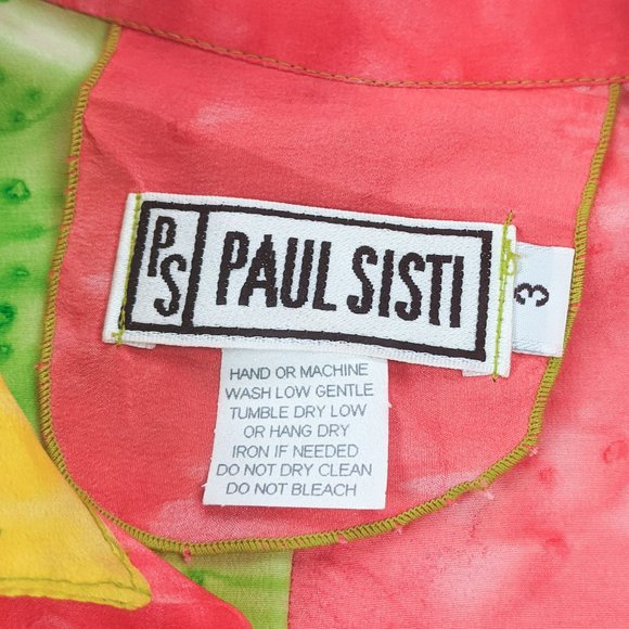 Paul Sisto Bold Colorful Green / Yellow / Red Three Piece Blouse & Pant Set - Picture 14 of 15